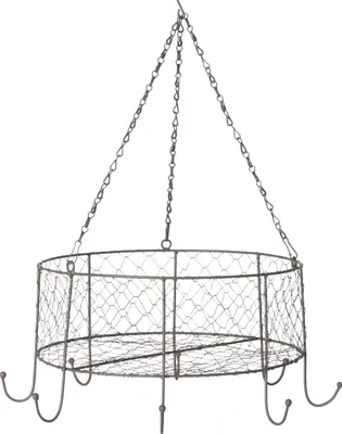 Immagine prodotto di Mensola a soffitto Verona con 8 ganci e cestino - Ø 35 cm circa