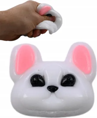 Produktbild von Dehnbarer Hundekopf Antistress Spielzeug - Squishy Dog Stressball Fidget Toy für Kinder Weiß