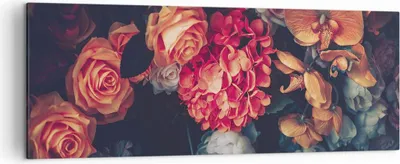 Produktbild von Bild auf Leinwand - Leinwandbild - Einteilig - Blumenstrauß Blumen Rosen - 140x50cm - Wand Bild - Wanddeko - Wandbilder - Leinwanddruck - Bilder - Wanddekoration - Leinwand bilder - AB140x50-5002