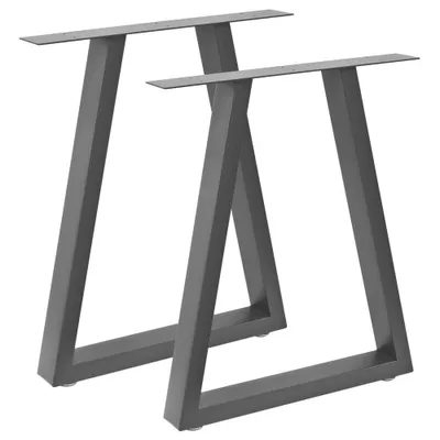 Produktbild von Bc-elec - HJJTS0017-S 2 Tischbeine aus grauem Stahl 60x72cm, Tischkupfer für Möbel, Tischbeine aus Metall mit verstellbaren Füßen.