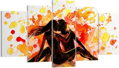 Produktbild von Bild auf Leinwand - Leinwandbild - Paar Kuss Mehrfarbig Flitterwochen - 160x85cm - Wand Bild - Wanddeko - Leinwanddruck - Bilder - Kunstdruck - Leinwand bilder - Wandkunst - EA160x85-2990