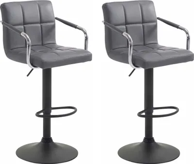 Produktbild von CLP 2er Set Barhocker Lucy V2 höhenverstellbar und drehbar grau Gestell Farbe schwarz