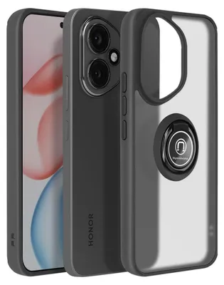 Produktbild von Avizar, Hülle für Honor 400 mit Ringhalter & Magnetbefestigung, Schwarz transparent