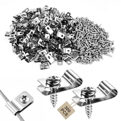 300 R-Clips Edelstahl 304 mit Schrauben für Drahtzaun