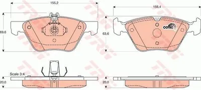 Produktbild von Trw Bremsbelagsatz, Scheibenbremse Vorderachse GDB1215