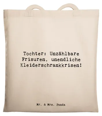 Produktbild von Mr. & Mrs. Panda Tote Bag Spruch Tochter Mode - Transparent - Geschenk, Familienleben, Tasche, Einfallsreichtum, totebag, Kleiderschrank, baumwoll shopper, Beutel, Freude