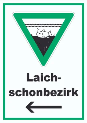 Produktbild von Laichschonbezirk Richtungspfeil links Schild A6 (105x148mm)