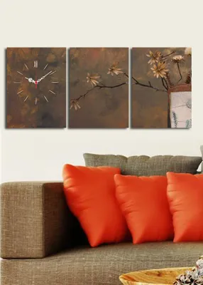 Produktbild von Opviq, 3P3040CS- CLA3605, Bunt, Wanduhren, 96 x 40 cm, 100% Wildleder -Leinwand