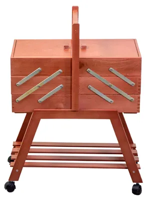 Immagine prodotto di Cassetta Portalavoro n.40 in legno con ruote noce cm 45x28xh62