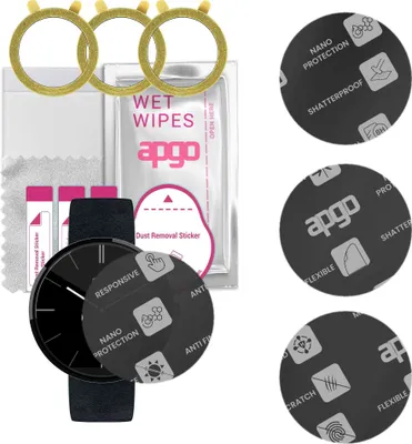 Produktbild von apgo 3 Stück Schutzglas, Matt, kompatibel mit Motorola Moto 360 Smartwatch, Hybrid 8H, Ersatz für Hartglas, Displayschutzglas, Bildschirmschutz, Displayschutz, kratzfest