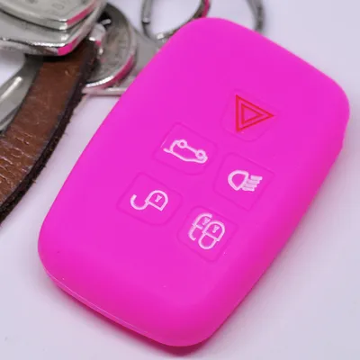 Produktbild von Auto Schlüssel Hülle Silikon Schutz Cover Pink kompatibel mit Land Rover Discovery IV Range Rover Sport Evoque 2009-2017 5 Tasten KEYLESS SMARTKEY