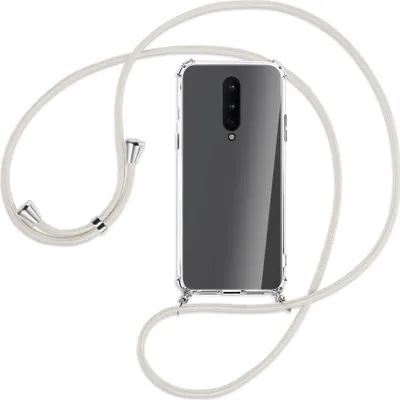 Produktbild von Handykette Backcover-Schutzhülle mit Band (Metall silberfarben) für OnePlus 8 - broken white