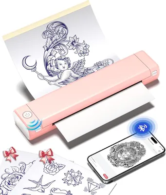 Produktbild von Kabelloser A4 Tattoo Thermodrucker Bluetooth M08F für Tattoo-Schablonen, Transferpapier, Kompatibel mit Smartphone, Tablet & PC, Präziser Druck
