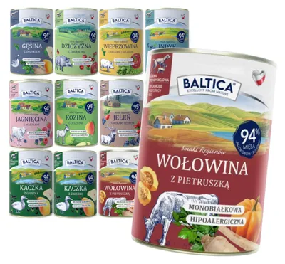 Produktbild von Baltica gemischte Geschmacksrichtungen 12x400g Getreidefreies hypoallergenes Nassfutter für Hunde