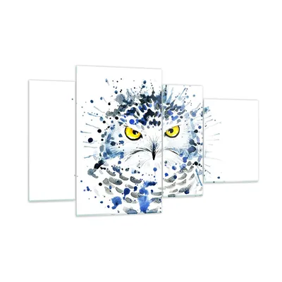 Produktbild von Bilder auf glas - Mode Design Eule Aquarell - 120x70cm - Glasbilder - Wandbilder - Kunstdruck - zum Aufhängen bereit - Wanddekoration aus Glas - Glas Bilder - Wandbild auf Glas - GDL120x70-2838
