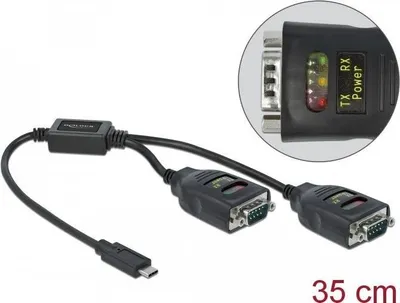 Immagine prodotto di DELOCK Adapter USB Type-C zu 2 x Seriell RS-232 DB9 mit 15kV