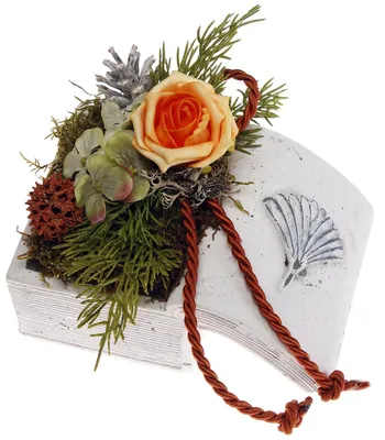 Produktbild von Grabdeko Keramikbuch mit Foamrose apricot CreaFlor Home