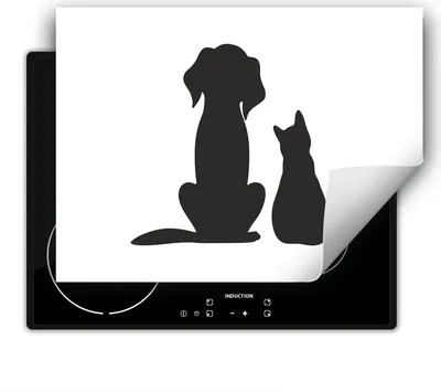 Produktbild von DarHaus Herdabdeckplatte 80x52 cm Anti Rutsch Matte Aufrollbar, Hund und Katze