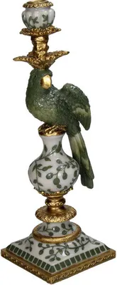 Produktbild von “Kerzenhalter Vogel Polyresin Grün 13x13x39cm