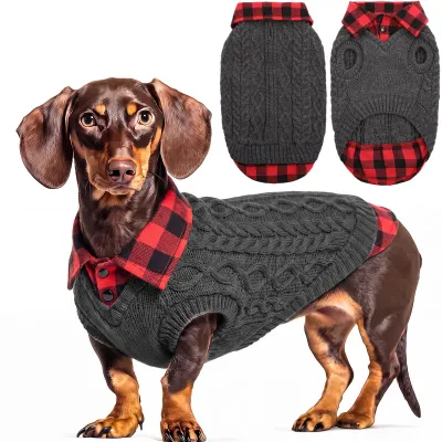 Hundepullover, gebreid, warm, für kleine Hunde, Schwarz, M