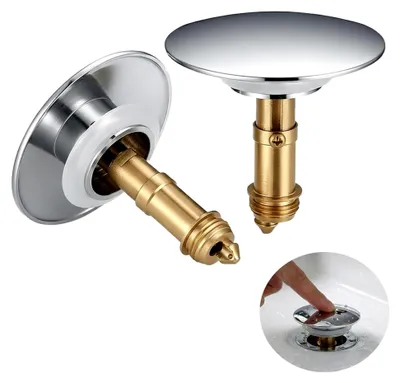 Produktbild von Ersatz für Waschbeckenstöpsel, Pop-Up-Stöpsel aus Messing, Push-in Stöpsel, geeignet für 36 mm - 39 mm, für Küche und Badezimmer, verchromter Waschbeckenstöpsel mit 67 mm