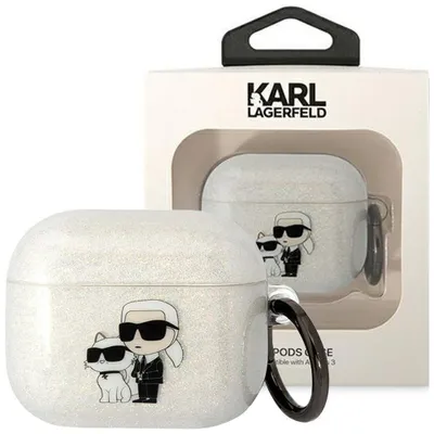 Produktbild von Karl Lagerfeld KLA3HNKCTGT AirPods 3 Hülle transparent Glitzer Karl&Choupette