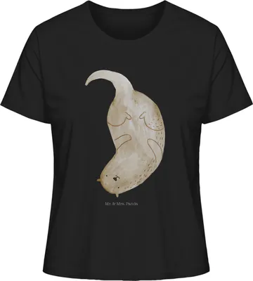 Produktbild von Mr. & Mrs. Panda Oberteil Damen Otter Kopfüber Größe L - Schwarz - Geschenk, Sommershirt, Shirt Mit Spruch, T-Shirt, Seeotter, Niedlich, Kurzarmshirt, See, Süß, Basic