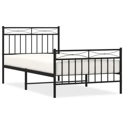 Obrázek produktu pro Postel s čelem a podnožkou kovová černá 100x190 cm