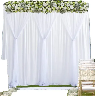 Obrázok produktu pre Záves na pozadie, elegantný biely hodváb, k dispozícii v rôznych veľkostiach, biely, 6x3 m