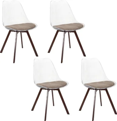 Image de Chaise Transparente Coussin Cotele Scott Taupe - Lot De 4