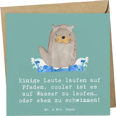 Produktbild von Mr. & Mrs. Panda Grußkarte Schwimmen Pfade - Meeresbrise - Geschenk, doppelkarte, Schwimmer, Training, Sportart, Sportler, Teamsport, Sport, Schwimmfreunde, faltkarte