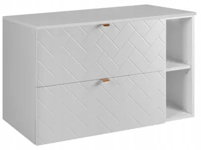 Zdjęcie produktu dla Szafka Łazienkowa Wisząca Pod Umywalkę Regał Blat 100X46 Cm Rensan Biała