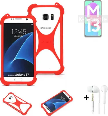Produktbild von Handy-hülle + Kopfhörer kompatibel mit Samsung Galaxy M13 4G Schutz-hülle Bumper Silikon Schutz Hülle Cover Case Silikoncase Silikonbumper TPU
