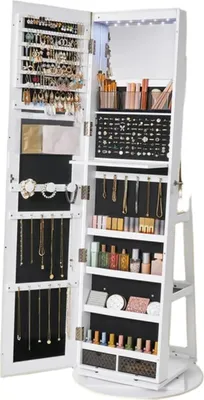 Produktbild von Schmuckschrank mit Spiegel, drehbar, abschließbar, 54,5 x 54,5 x 162 cm