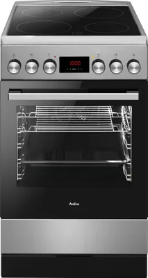 Produktbild von Amica SHC 903 032 E, Freistehender Herd, Silber, Drehregler, Berührung, Silber, Vorderseite, Keramik