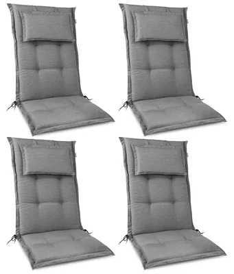 Produktbild von Beautissu 4er Set Premium Gartenstuhlauflage Hochlehner 120x50x7cm, Hellgrau