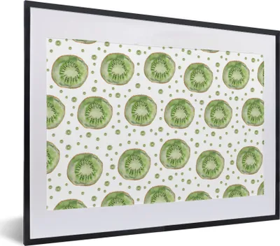 Produktbild von MuchoWow® Gerahmtes Poster Kiwi - Grün - Muster 40x30 cm - Poster mit Schwarzem Bilderrahmen Wandposter Rahmen Foto Bilder - Bilderrahmen - Poster im Rahmen