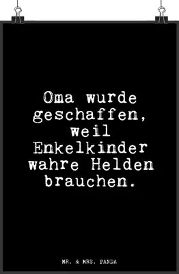 Produktbild von Mr. & Mrs. Panda Bild Oma wurde geschaffen, weil... DIN A4 - Schwarz - Geschenk, Posterdruck, Großeltern, Beste der Welt, wanddeko, Enkelkind, Enkelkinder, Plakat, drucke