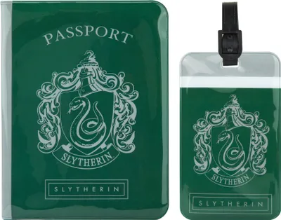 Immagine prodotto di Set di etichette per bagagli e portapassaporto di Harry Potter Serpeverde