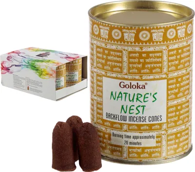 Produktbild von Goloka Rückfluss Räucherkegel Natures Nest 6 Dosen/144 Kegel Räucherkerze