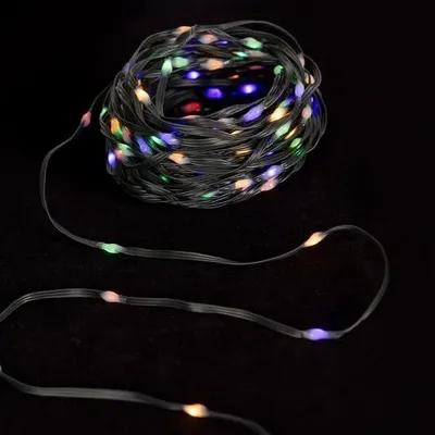 LED-Lichterkette 10 m, RGBY, batteriebetrieben (3 AA), für Partys