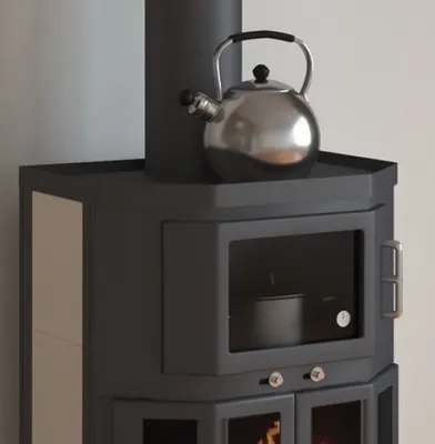 Produktbild von Kaminofen mit Backfach+Herdplatte Victoria Taro 2F, schwarz – 9,51 kW