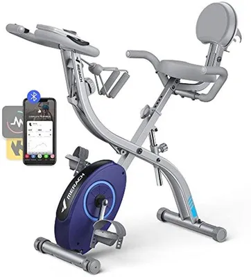Productafbeelding van 4-in-1 Hometrainer met LCD-monitor en Hartslagmeting - Inklapbare Fitnessfiets voor Thuis