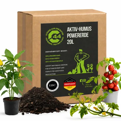 Produktbild von C44 Aktiv-Humus PowerErde | Premium -Pflanzerde mit Rinderdung – 20L