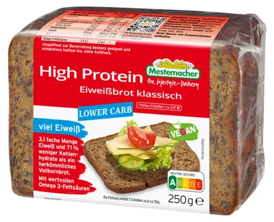 Zdjęcie produktu dla Mestemacher chleb proteinowy niskowęglowodanowy wysokobiałkowy 250g