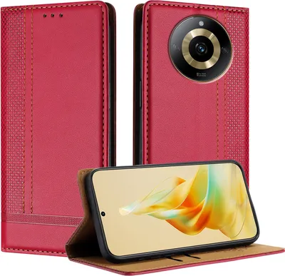 Produktbild von Handyhülle für Realme 11 4G Leder Flip Klappbare Schutzhülle mit Standfunktion Rot