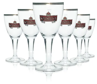 Produktbild von 6x Krusovice Glas 0,3l Bier Pokal Kelch Gläser Goldrand Czeck Dunkel Schwarzes