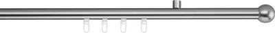 Produktbild von Gardinenstange Maß Innenlauf 20mm Ball 1-lauf Decke 1,5cm Farbe: Edelstahl-Optik, Größe: 250cm