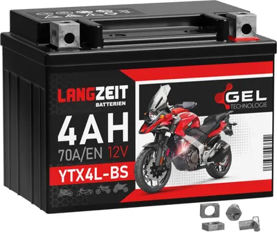 Produktbild von LANGZEIT YTX4L-BS GEL Roller Batterie 12V 4Ah 70AEN GEL Batterie 12V Motorradbatterie 50314 CTX4L-BS