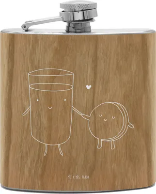 Produktbild von Mr. & Mrs. Panda Flachmann Milch Keks - Transparent - Geschenk, Edelstahl, Kaffee, Milk, Kekse, Tiere, Hip Flask, Aus, Cookie, feldflasche